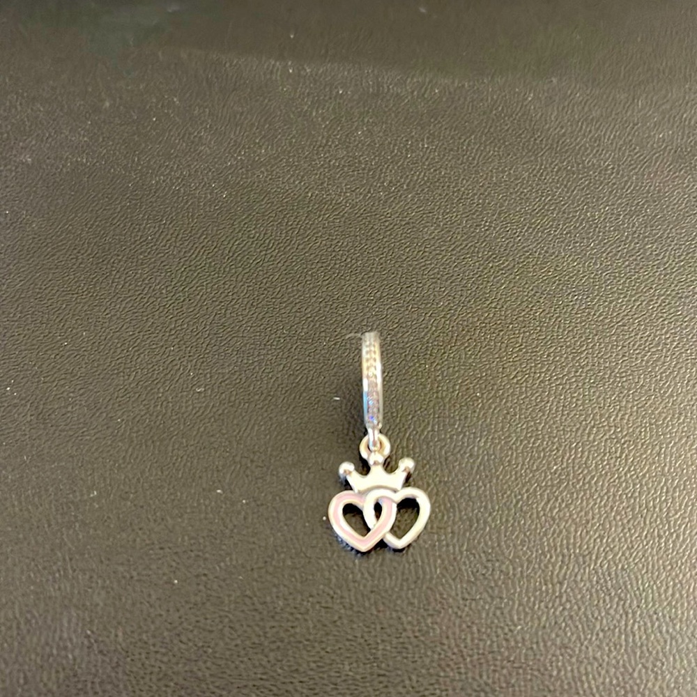 Pandora double heart with crown charm